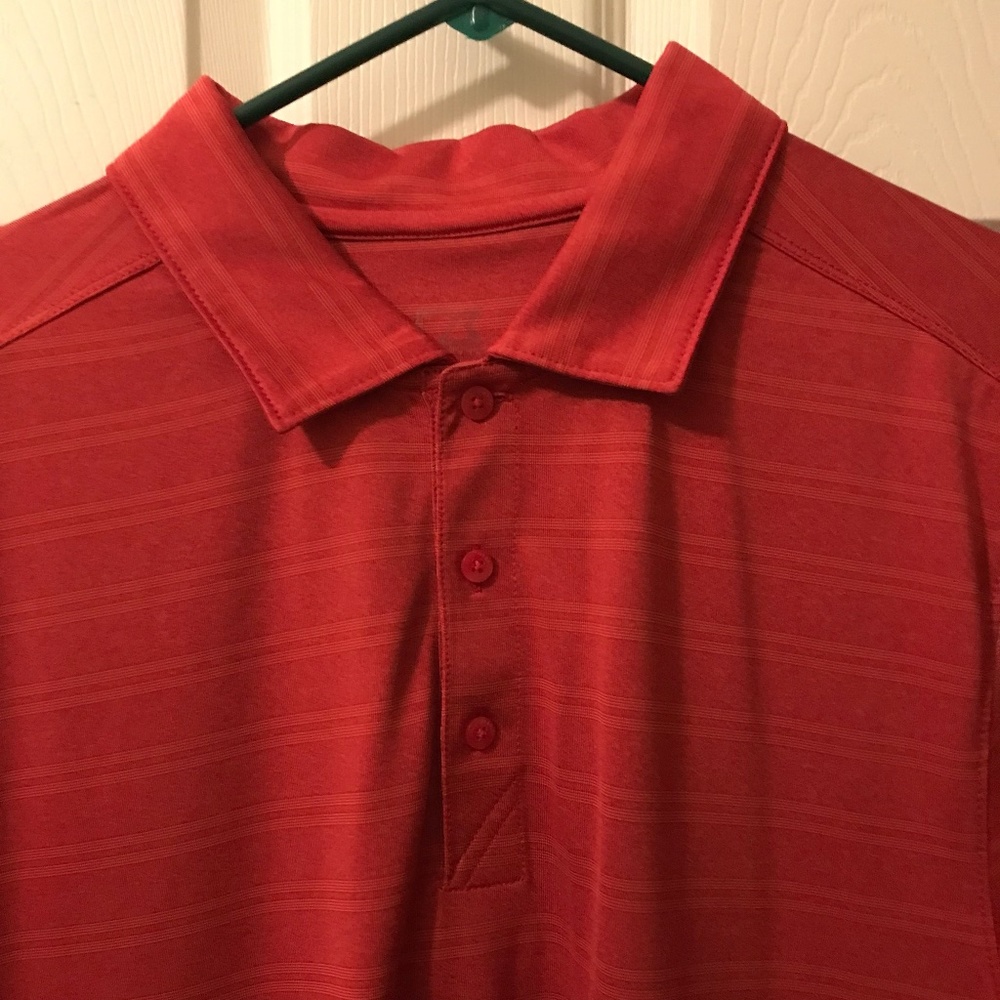 Red striped golf shirt